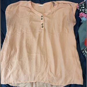 Light Coral Button-Up Blouse